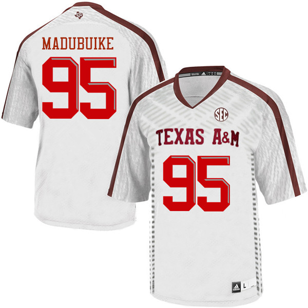 Men #95 Justin Madubuike Texas Aggies College Football Jerseys Sale-White - Click Image to Close